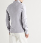 Theory - Taner Mélange Wool and Cotton-Blend Half-Zip Sweater - Gray