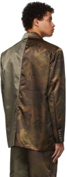 Feng Chen Wang Khaki & Brown Camouflage Paneled Blazer