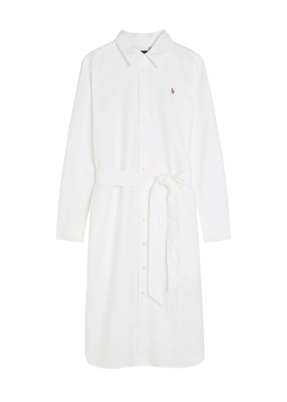Photo: Polo Ralph Lauren Belted Cotton Midi Shirt Dress White
