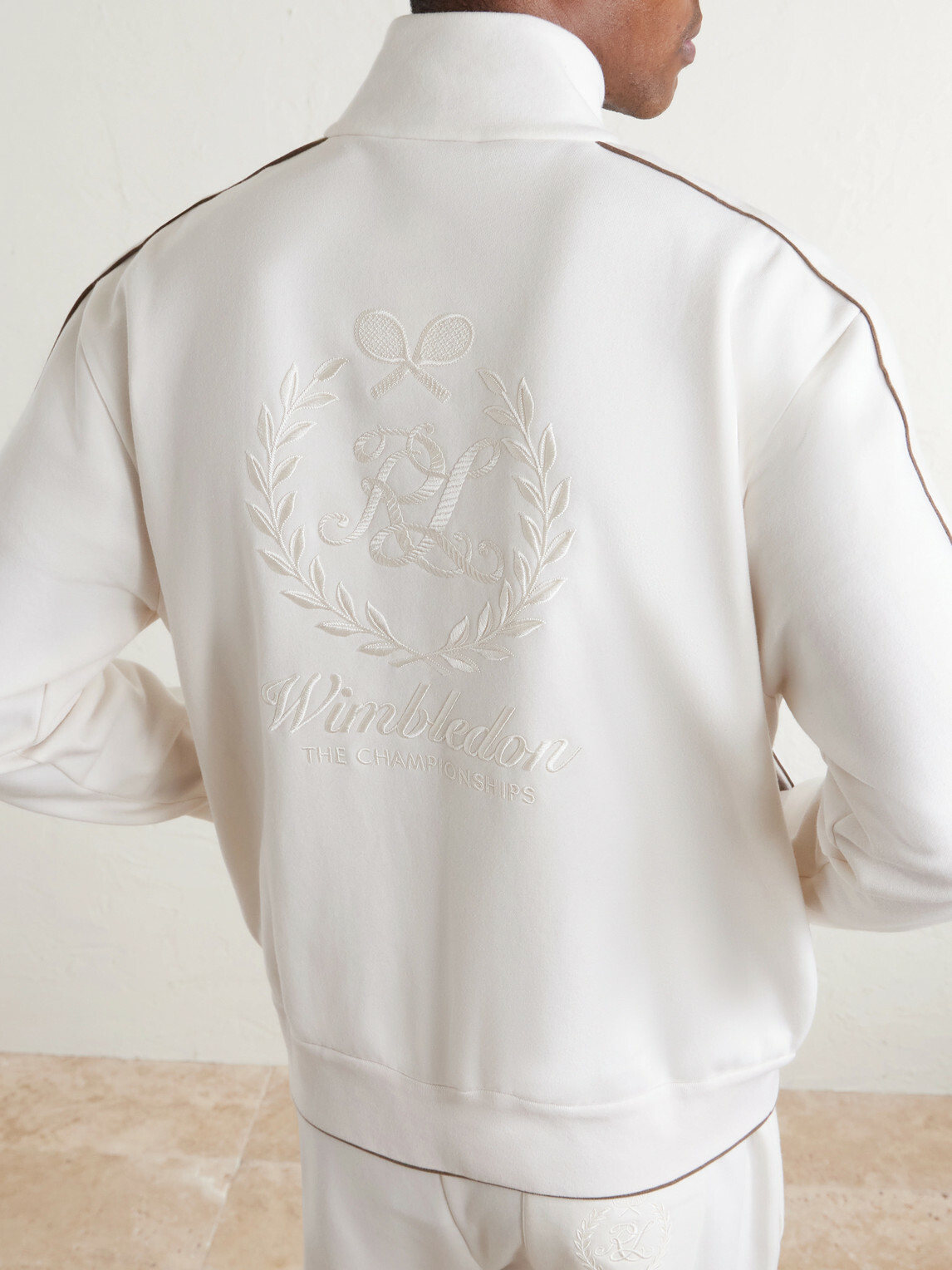 Ralph Lauren Purple label - <ul> <li>Wimbledon Logo-Embroidered Cotton and Cashmere-Blend Sweater</li> </ul> - Neutrals