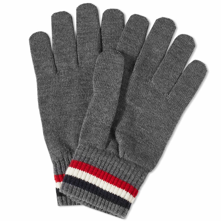 Photo: Moncler Men's Tricolore Band Logo Gloves in Grey