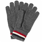 Moncler Men's Tricolore Band Logo Gloves in Grey