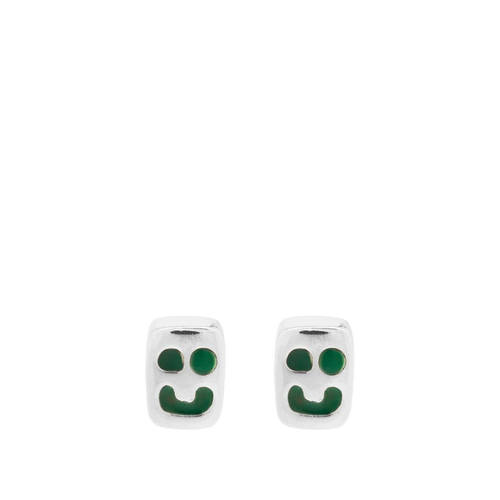 Photo: Maple Men's Smiley Earrings in Silver/Green