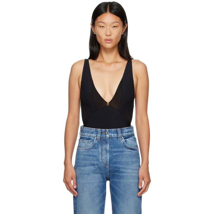 Photo: Versace Black V-Neck Bodysuit