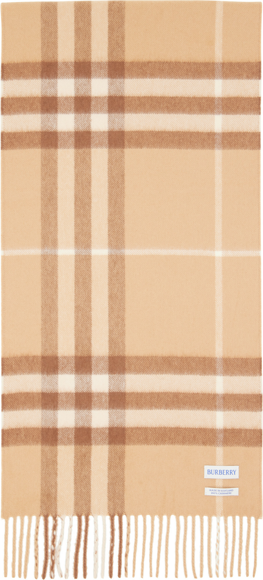Burberry Beige Check Cashmere Scarf
