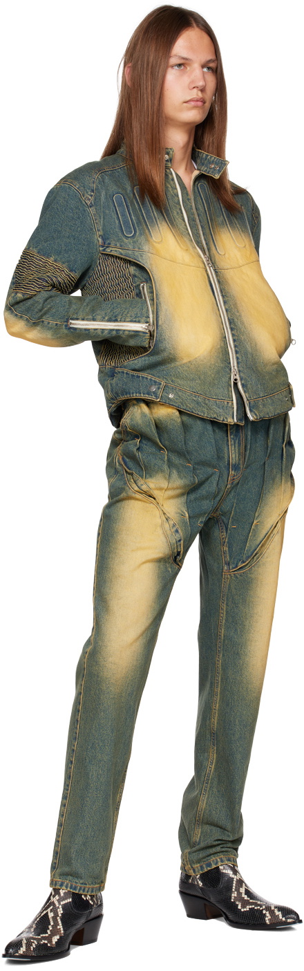Juntae Kim Blue Embossed Denim Jacket