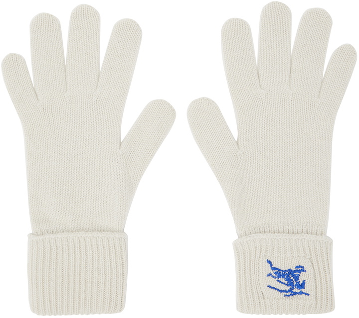 Photo: Burberry Off-White Logo-Embroidered Gloves