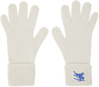 Burberry Off-White Logo-Embroidered Gloves