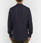 Beams F - Grandad-Collar Linen Shirt - Men - Navy