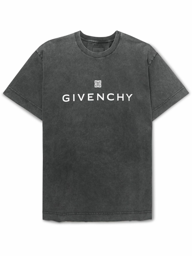 Photo: Givenchy - Oversized Logo-Print Cotton-Jersey T-Shirt - Gray