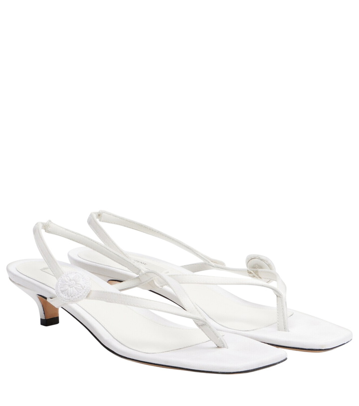 Photo: Toteme Floral-appliqué satin slingback sandals