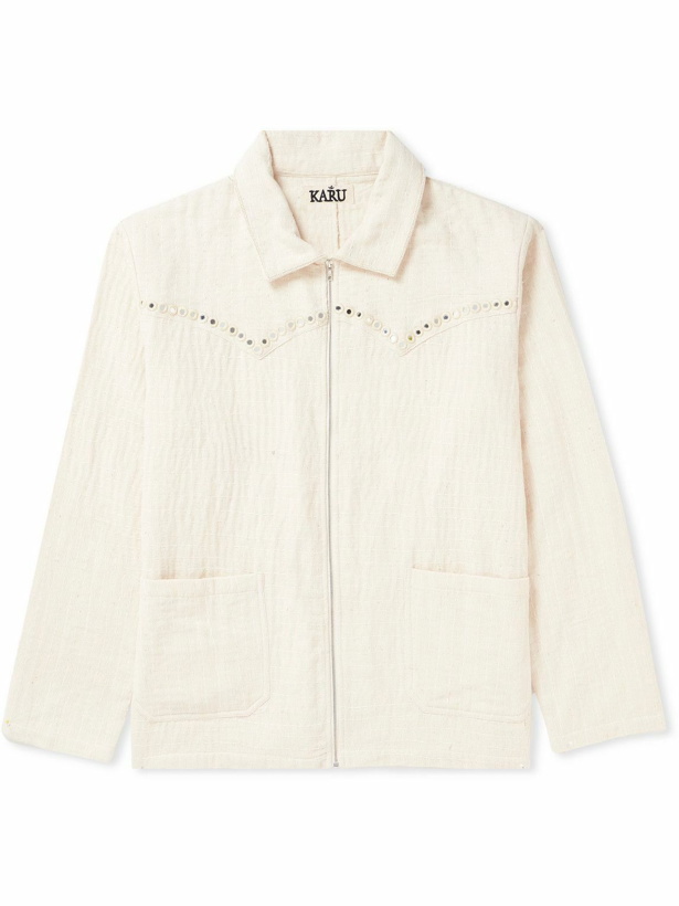 Photo: Karu Research - Throwing Fits Embellished Cotton Jacket - Neutrals