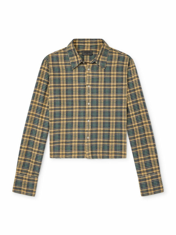 Photo: 424 - HOORSENBUHS Checked Cotton-Blend Flannel Shirt - Yellow