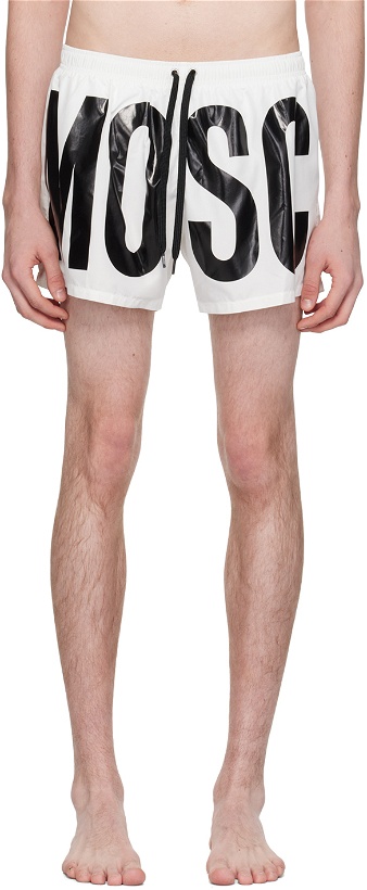 Photo: Moschino White Printed Swim Shorts