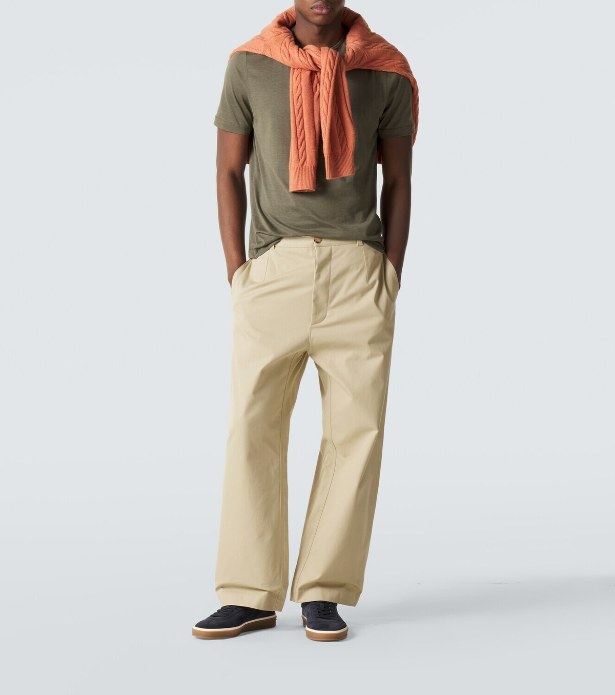 Loro Piana Tennis leather-trimmed suede sneakers