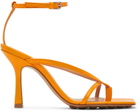 Bottega Veneta Orange Stretch Heeled Sandals