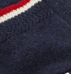 Thom Browne - Striped Shetland Wool Scarf - Navy