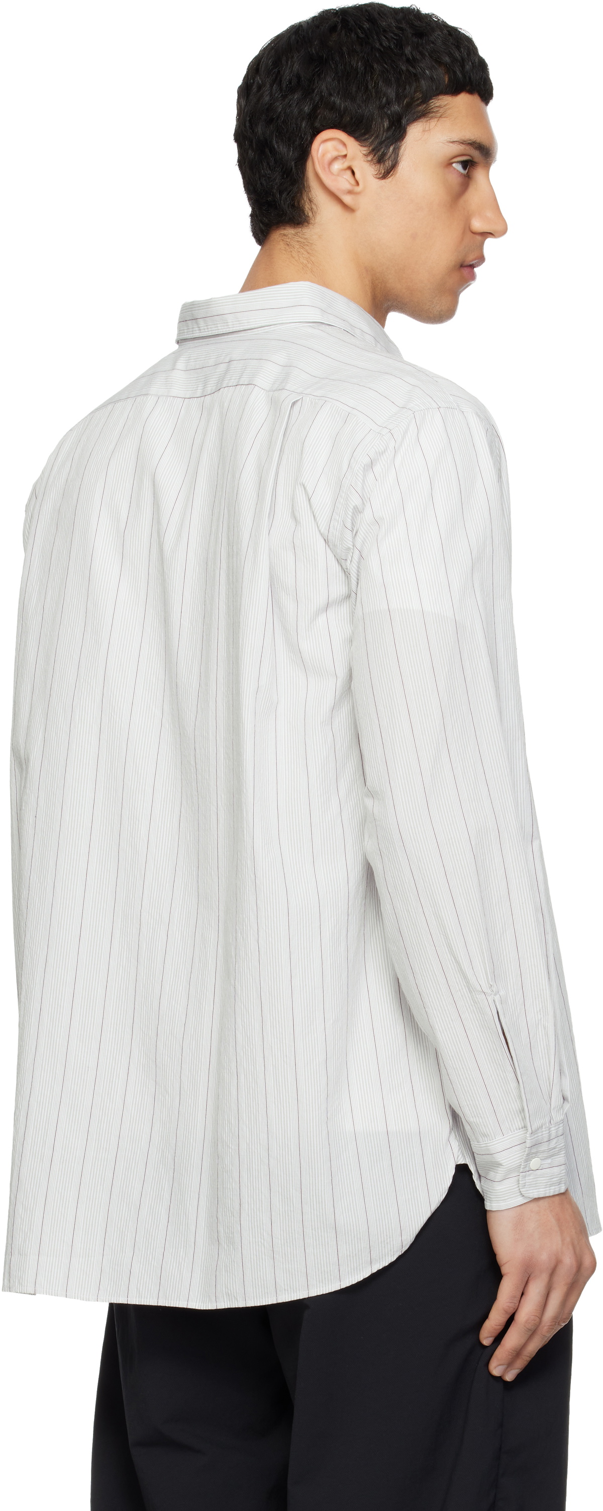 nanamica Gray Regular Collar Stripe Wind Shirt