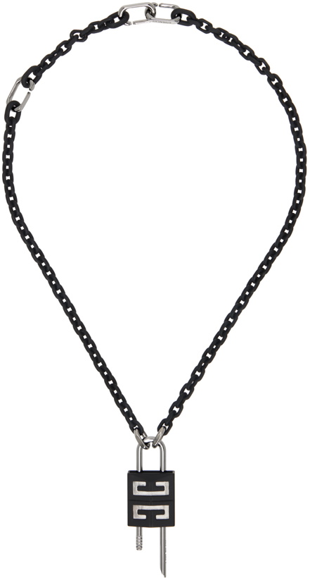 Photo: Givenchy Black & Gunmetal Small Lock Necklace