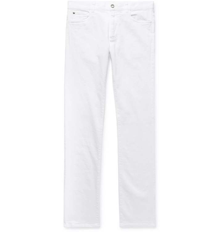 Photo: Canali - Slim-Fit Stretch-Cotton Twill Trousers - White