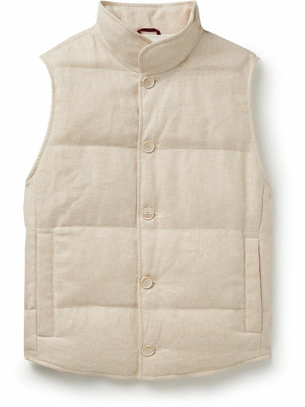 Photo: Brunello Cucinelli - Slim-Fit Quilted Padded Linen, Wool and Silk-Blend Twill Gilet - Neutrals