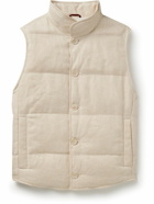 Brunello Cucinelli - Slim-Fit Quilted Padded Linen, Wool and Silk-Blend Twill Gilet - Neutrals