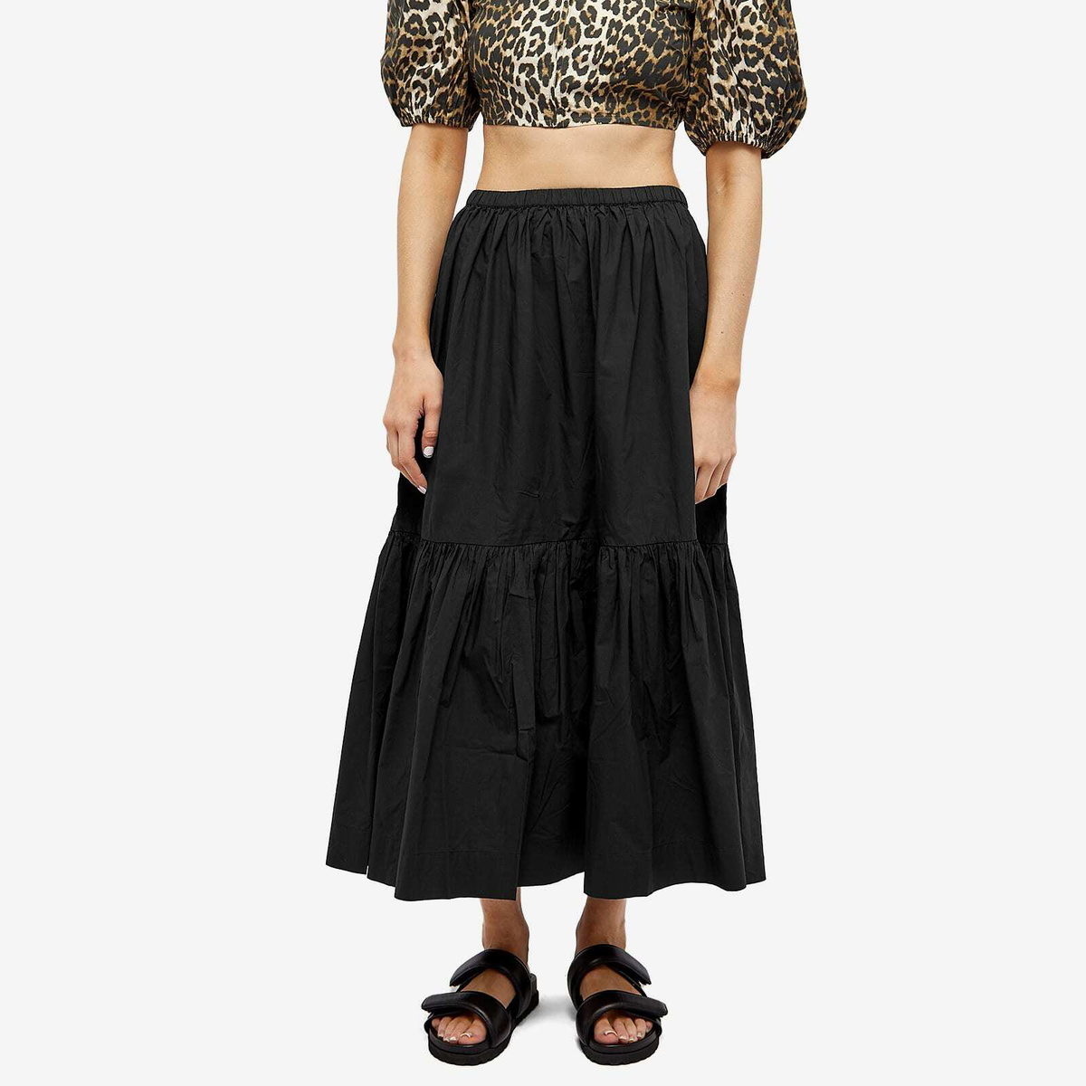 【関税&送料込】Ganni Skirt With Maxi Slit Ganni | Leopard Denim Maxi Slit Skirt | Denim Skirts