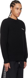 Marine Serre Black Half Cardigan Knit Crewneck Sweater