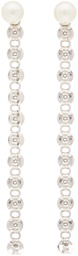 D'heygere Silver Pearl Post Stud Drop Earrings