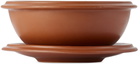 BKLYN CLAY Brown Saturn Dinnerwear Cereal Bowl & Eggo Plate Set
