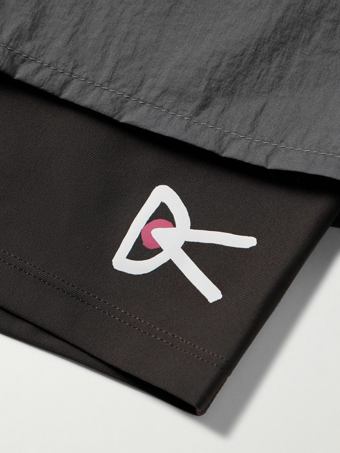 DISTRICT VISION - Straight-Leg Layered Logo-Print Shell and Stretch-Recycled Jersey Drawstring Shorts - Gray