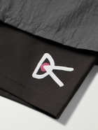 DISTRICT VISION - Straight-Leg Layered Logo-Print Shell and Stretch-Recycled Jersey Drawstring Shorts - Gray