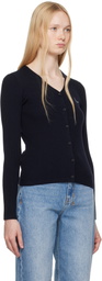 Maison Kitsuné Navy Baby Fox Patch Fine Ribbed Cardigan