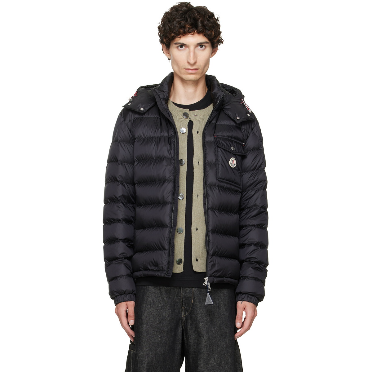 Moncler Black Verith Hooded Short Down Jacket