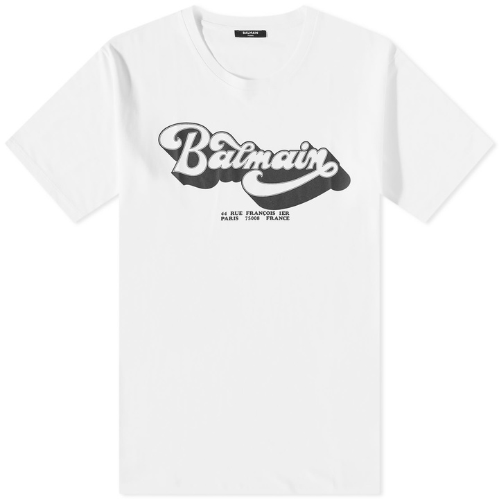 Photo: Balmain Men's 70s Logo T-Shirt in White/Black