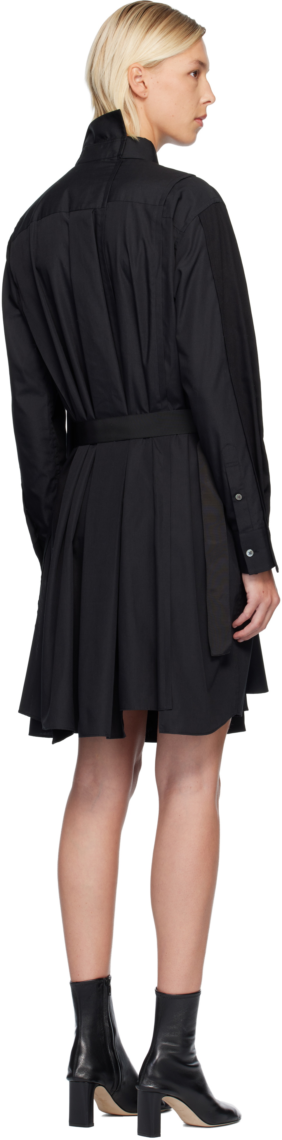 sacai Black Poplin Midi Dress