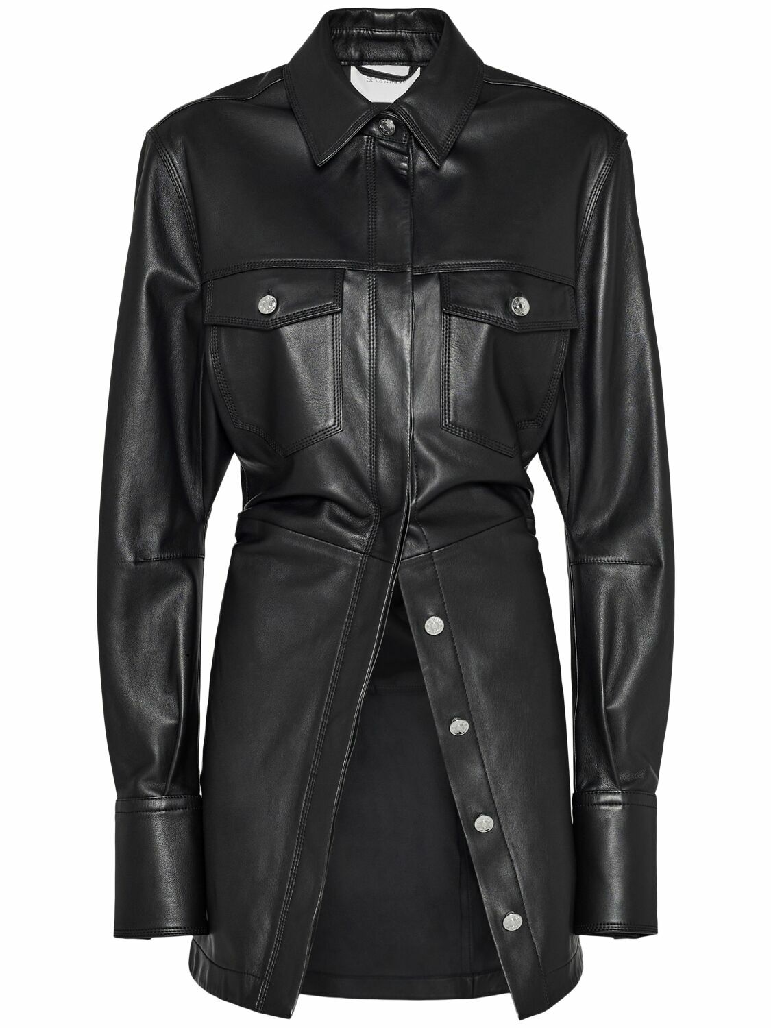 SPORTMAX Tobia Leather Long Shirt Jacket Sportmax