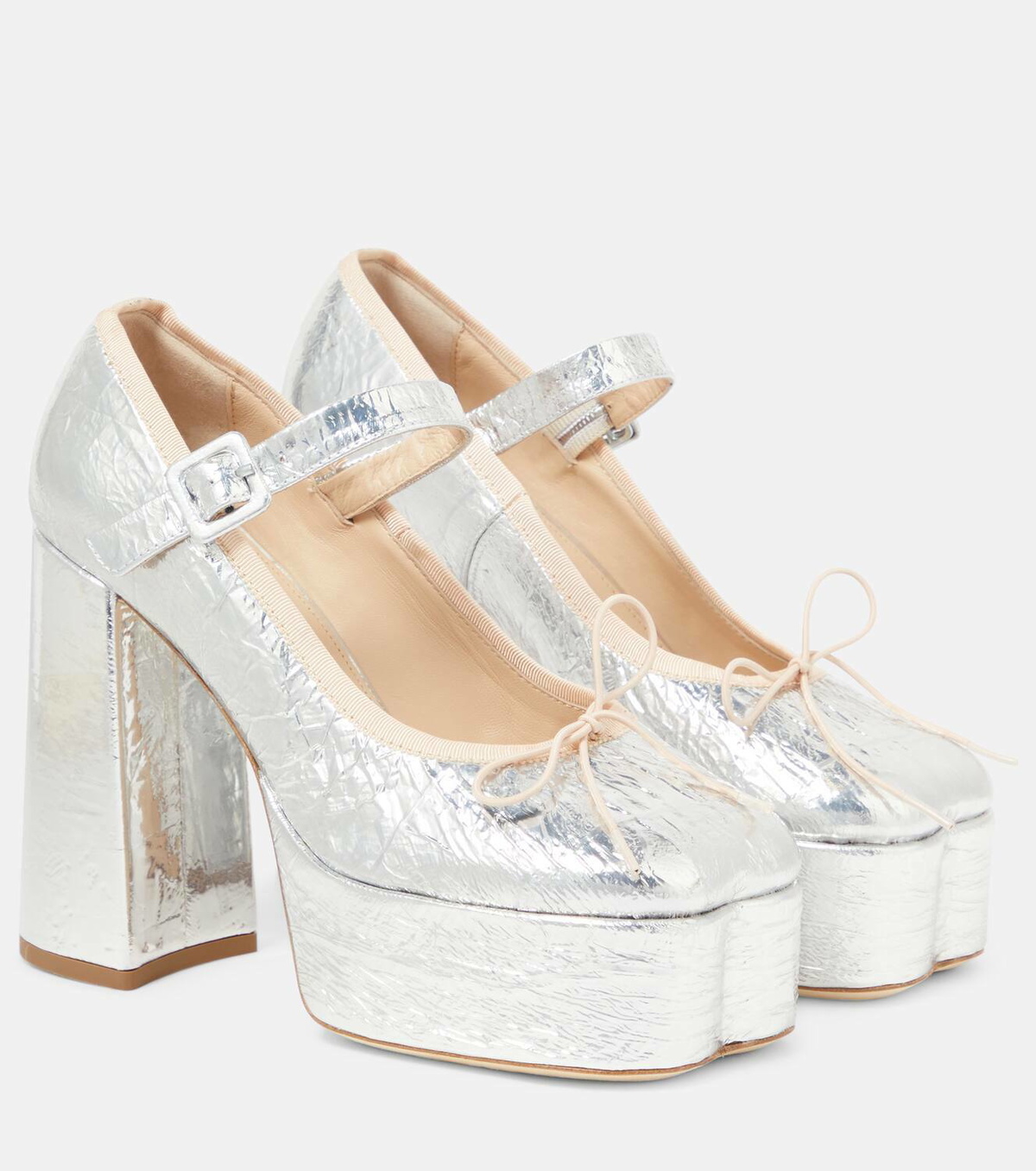 Simone Rocha Metallic leather platform pumps Simone Rocha