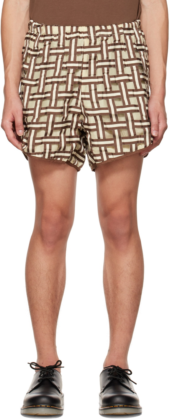 Connor McKnight Brown & Beige Checkerboard Shorts