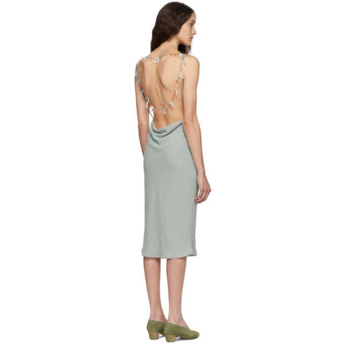 Eckhaus Latta Grey Beaded Cowl Neck Dress Eckhaus Latta
