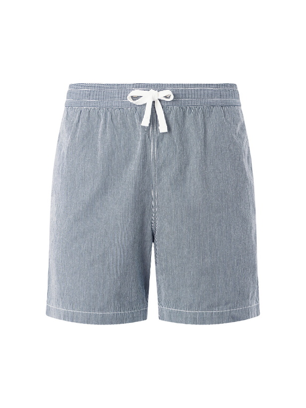 Photo: Drake's - Straight-Leg Striped Cotton Drawstring Shorts - Blue