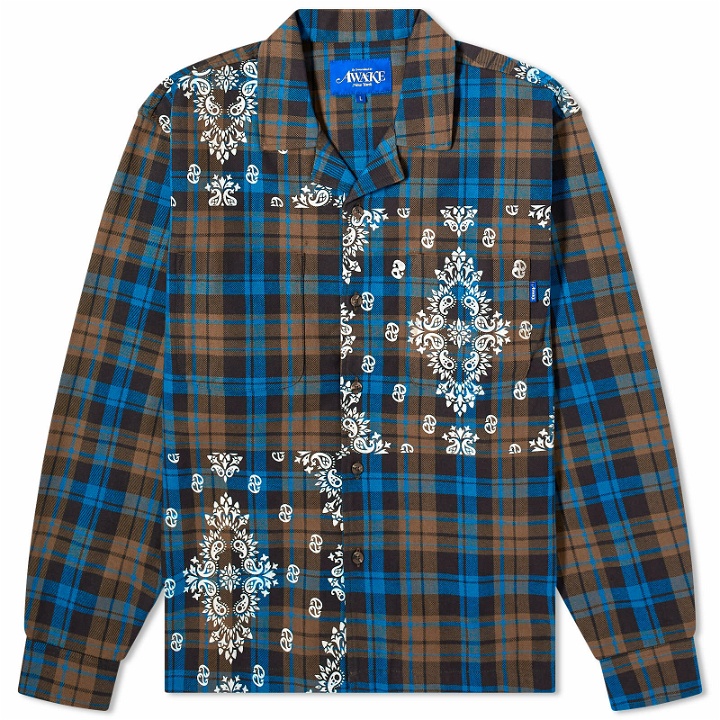 Photo: Awake NY Men's Paisley Flannel Vacation Shirt in Brown Multi