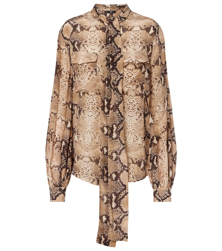 Photo: 7 For All Mankind Snake-print tie-neck blouse