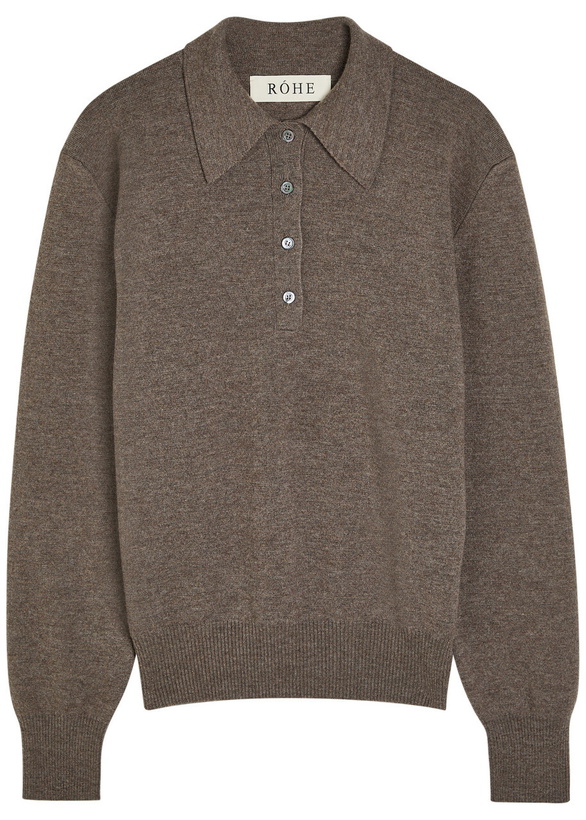 Photo: Rohe Compact Wool and Cashmere-blend Polo top Grey