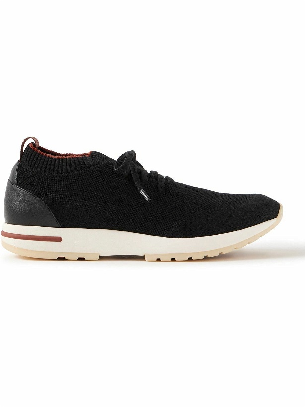 Photo: Loro Piana - 360 Flexy Walk Leather-Trimmed Knitted Wish® Wool Sneakers - Black