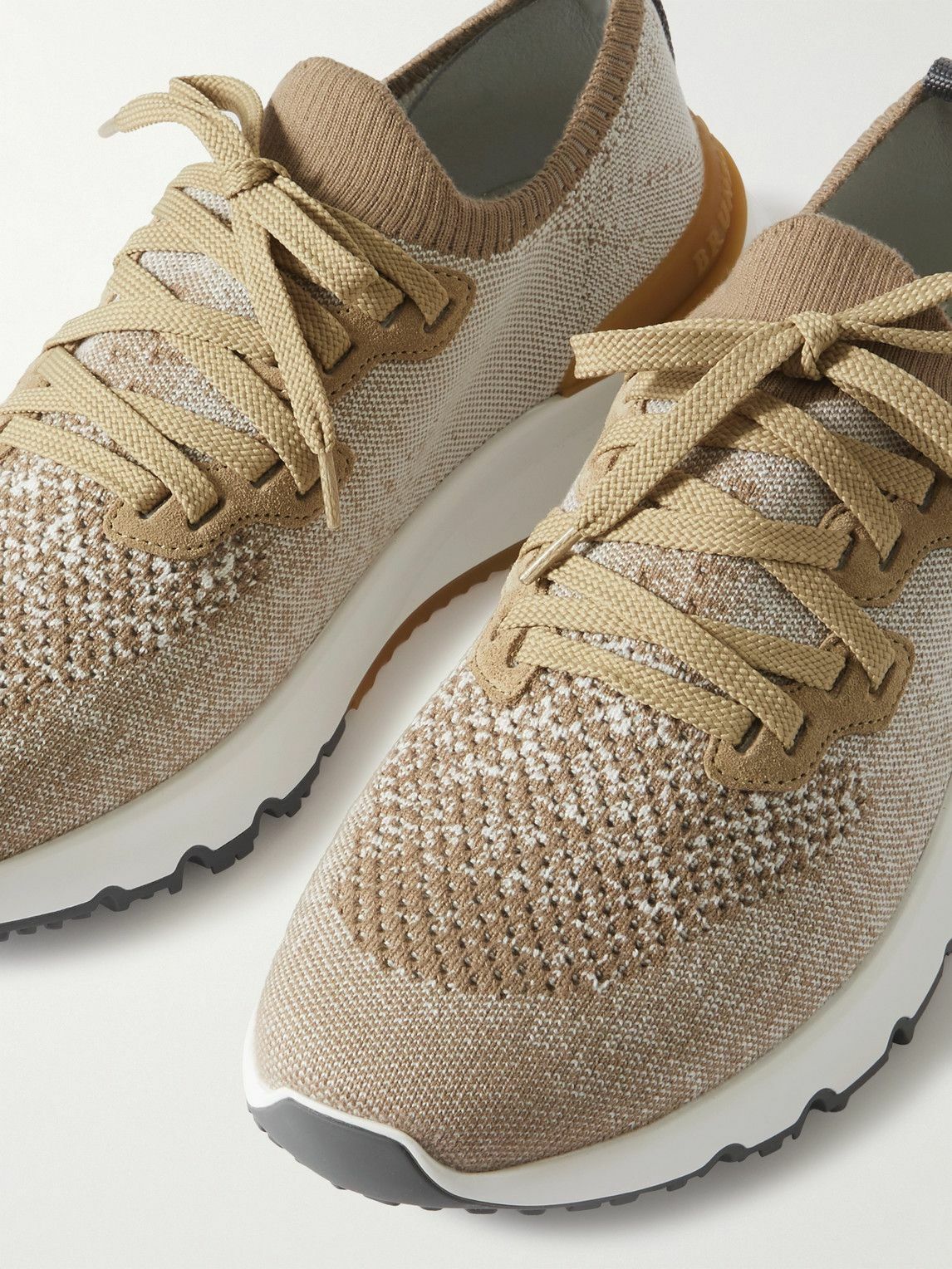 Brunello Cucinelli - Suede-Trimmed Stretch-Knit Sneakers