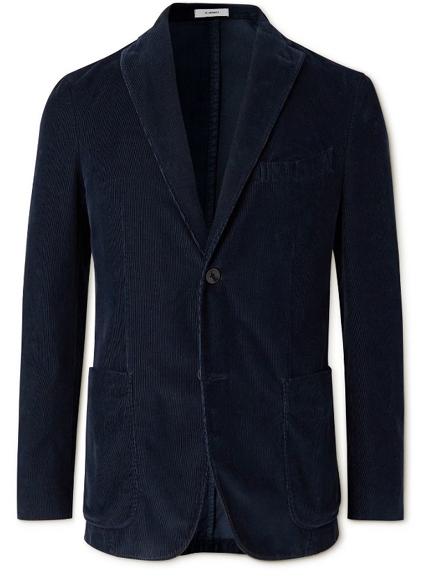 Photo: Boglioli - K-Jacket Slim-Fit Unstructured Cotton-Blend Corduroy Suit Jacket - Blue
