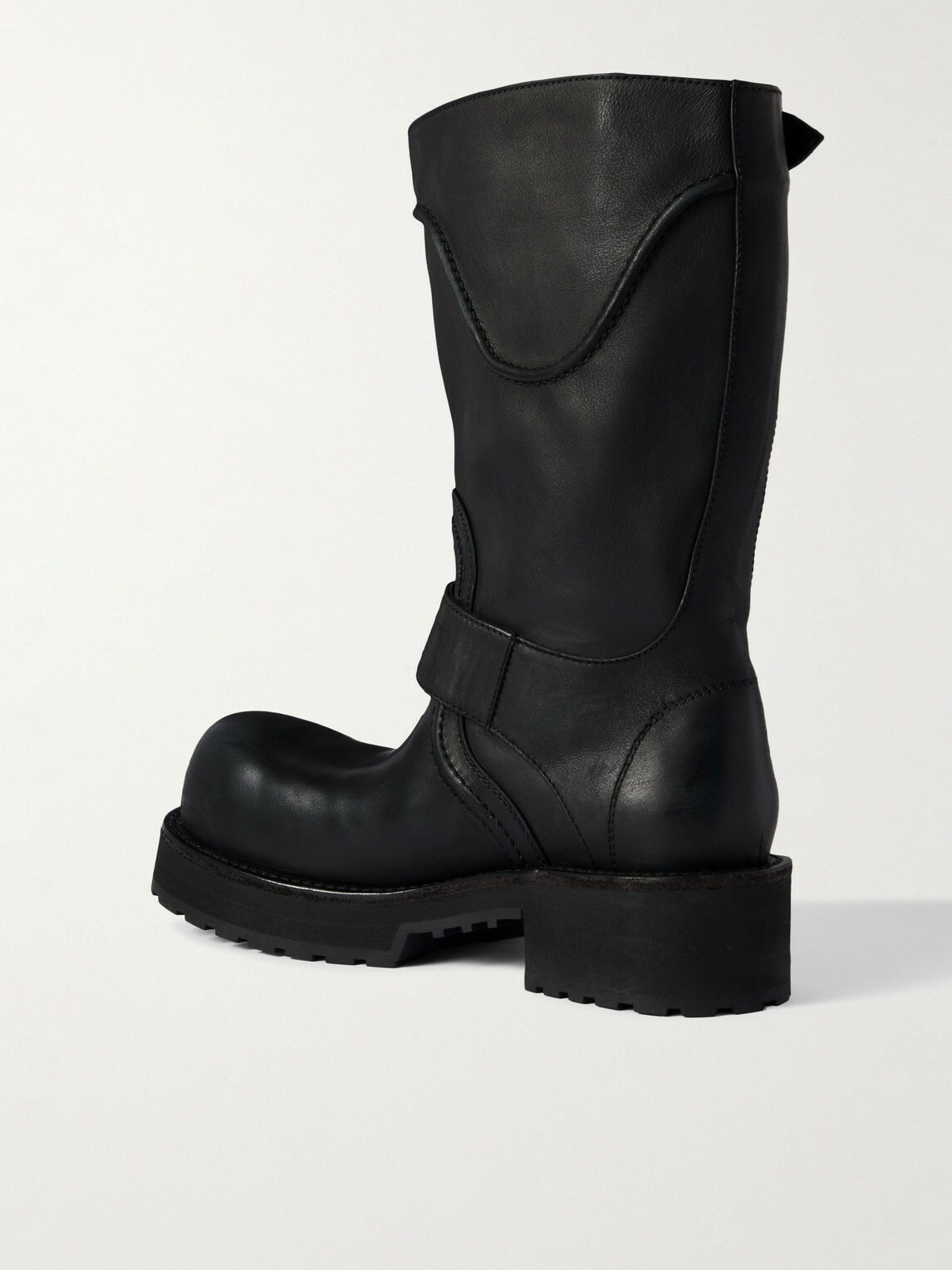 Balenciaga - Venom Logo-Debossed Distressed Leather Boots - Black