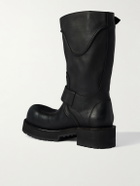 Balenciaga - Venom Logo-Debossed Distressed Leather Boots - Black