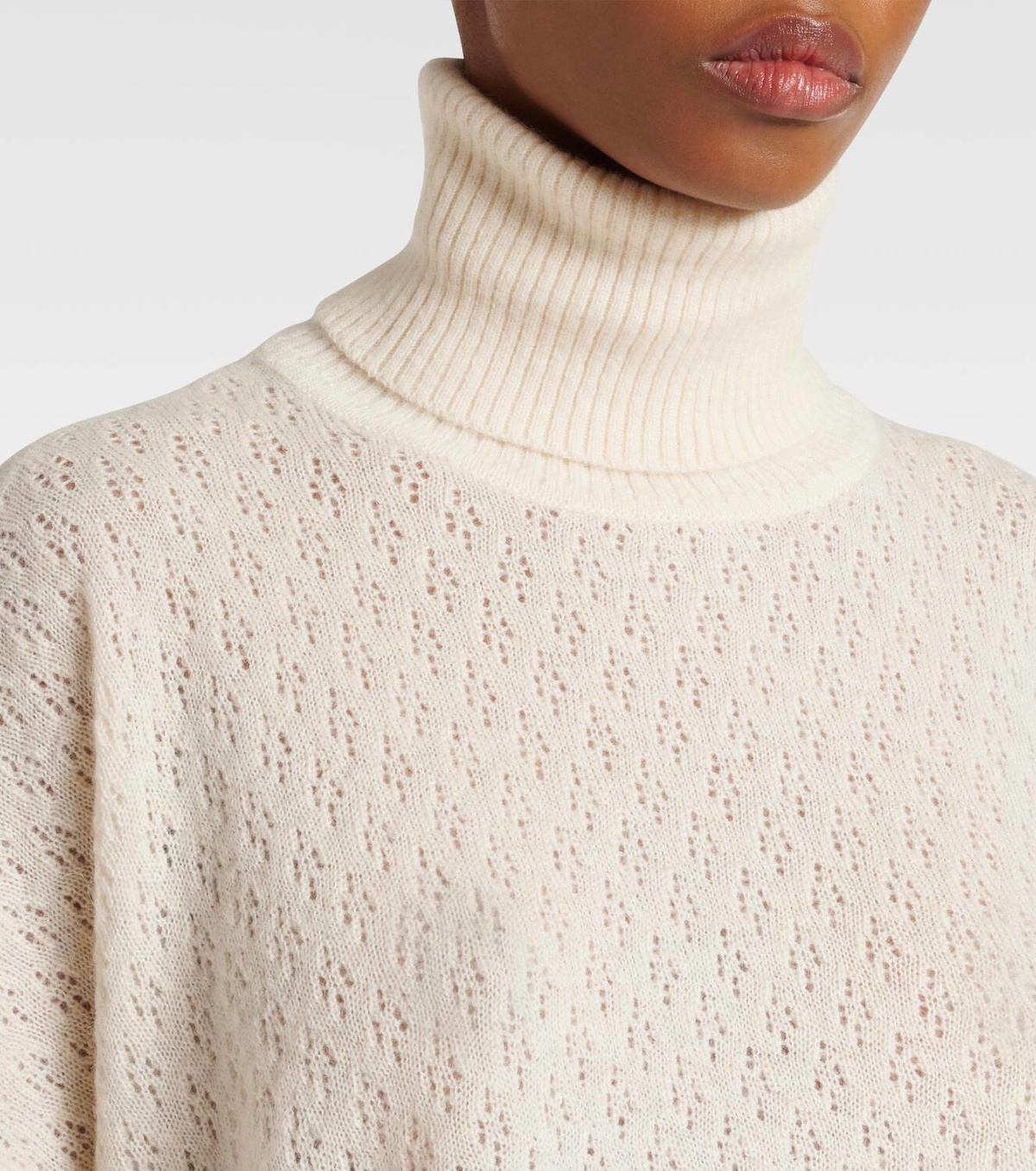Chloé Pointelle wool-blend and silk turtleneck sweater